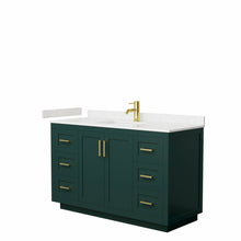 Load image into Gallery viewer, Wyndham Miranda 54 Inch Single Bathroom Vanity in Green, Light-Vein Carrara Cultured Marble Countertop, Undermount Square Sink, Brushed Gold Trim- Wyndham