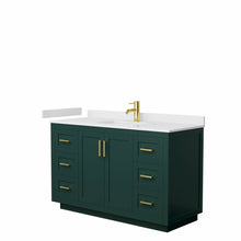 Load image into Gallery viewer, Wyndham Miranda 54 Inch Single Bathroom Vanity in Green, White Cultured Marble Countertop, Undermount Square Sink, Brushed Gold Trim- Wyndham