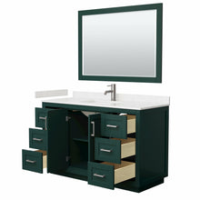 Load image into Gallery viewer, Wyndham Miranda 54 Inch Single Bathroom Vanity in Green, Light-Vein Carrara Cultured Marble Countertop, Undermount Square Sink, Brushed Nickel Trim, 46 Inch Mirror- Wyndham