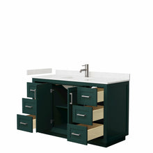Load image into Gallery viewer, Wyndham Miranda 54 Inch Single Bathroom Vanity in Green, Light-Vein Carrara Cultured Marble Countertop, Undermount Square Sink, Brushed Nickel Trim- Wyndham