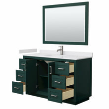 Load image into Gallery viewer, Wyndham Miranda 54 Inch Single Bathroom Vanity in Green, White Cultured Marble Countertop, Undermount Square Sink, Brushed Nickel Trim, 46 Inch Mirror- Wyndham