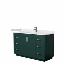 Load image into Gallery viewer, Wyndham Miranda 54 Inch Single Bathroom Vanity in Green, White Cultured Marble Countertop, Undermount Square Sink, Brushed Nickel Trim- Wyndham