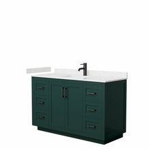 Load image into Gallery viewer, Wyndham Miranda 54 Inch Single Bathroom Vanity in Green, Light-Vein Carrara Cultured Marble Countertop, Undermount Square Sink, Matte Black Trim- Wyndham