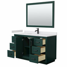 Load image into Gallery viewer, Wyndham Miranda 54 Inch Single Bathroom Vanity in Green, White Cultured Marble Countertop, Undermount Square Sink, Matte Black Trim, 46 Inch Mirror- Wyndham