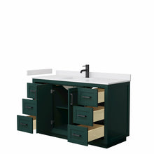 Load image into Gallery viewer, Wyndham Miranda 54 Inch Single Bathroom Vanity in Green, White Cultured Marble Countertop, Undermount Square Sink, Matte Black Trim- Wyndham