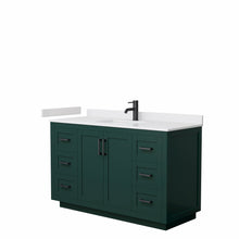 Load image into Gallery viewer, Wyndham Miranda 54 Inch Single Bathroom Vanity in Green, White Cultured Marble Countertop, Undermount Square Sink, Matte Black Trim- Wyndham
