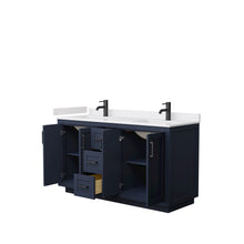 Load image into Gallery viewer, Wyndham Miranda 60 Inch Double Bathroom Vanity in Dark Blue, White Cultured Marble Countertop, Undermount Square Sinks, Matte Black Trim- Wyndham