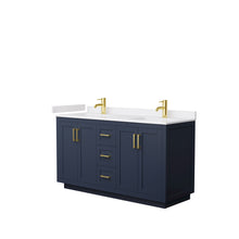 Load image into Gallery viewer, Wyndham Miranda 60 Inch Double Bathroom Vanity in Dark Blue, White Cultured Marble Countertop, Undermount Square Sinks, Brushed Gold Trim- Wyndham