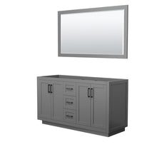Load image into Gallery viewer, Wyndham Miranda 60 Inch Double Bathroom Vanity in Dark Gray, No Countertop, No Sink, Matte Black Trim, 58 Inch Mirror- Wyndham