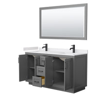 Load image into Gallery viewer, Wyndham Miranda 60 Inch Double Bathroom Vanity in Dark Gray, White Cultured Marble Countertop, Undermount Square Sinks, Matte Black Trim, 58 Inch Mirror- Wyndham