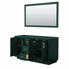 Load image into Gallery viewer, Wyndham Miranda 60 Inch Double Bathroom Vanity in Green, No Countertop, No Sink, Brushed Gold Trim, 58 Inch Mirror- Wyndham