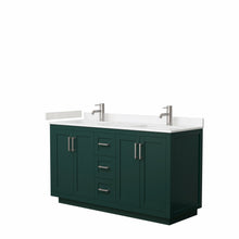 Load image into Gallery viewer, Wyndham Miranda 60 Inch Double Bathroom Vanity in Green, Light-Vein Carrara Cultured Marble Countertop, Undermount Square Sinks, Brushed Nickel Trim- Wyndham