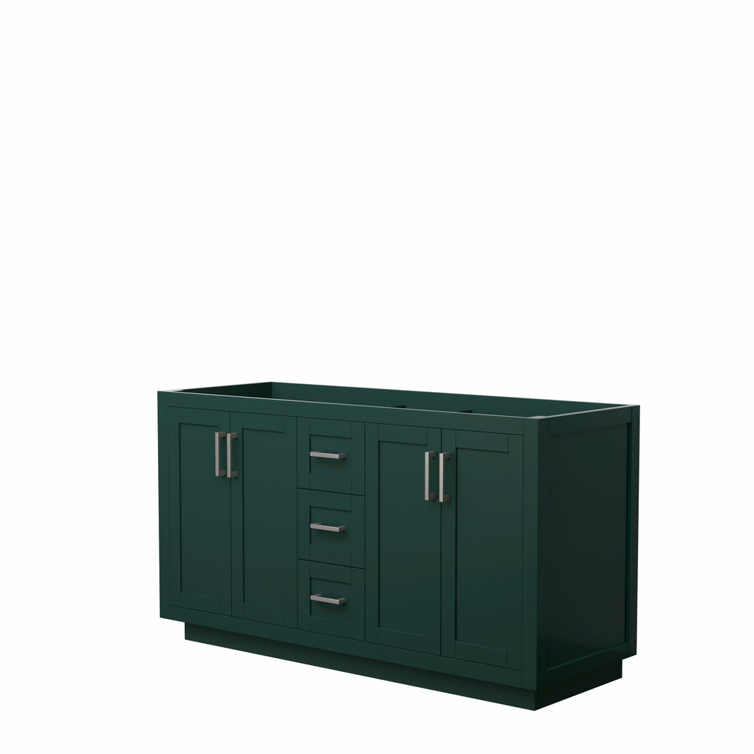 Wyndham Miranda 60 Inch Double Bathroom Vanity in Green, No Countertop, No Sink, Brushed Nickel Trim- Wyndham