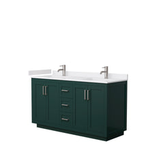 Load image into Gallery viewer, Wyndham Miranda 60 Inch Double Bathroom Vanity in Green, White Cultured Marble Countertop, Undermount Square Sinks, Brushed Nickel Trim- Wyndham