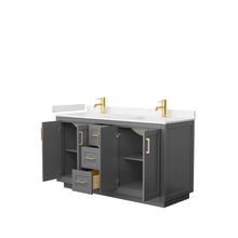 Load image into Gallery viewer, Wyndham Miranda 60 Inch Double Bathroom Vanity in Dark Gray, Light-Vein Carrara Cultured Marble Countertop, Undermount Square Sinks, Brushed Gold Trim- Wyndham