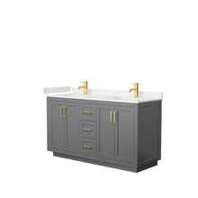 Load image into Gallery viewer, Wyndham Miranda 60 Inch Double Bathroom Vanity in Dark Gray, Light-Vein Carrara Cultured Marble Countertop, Undermount Square Sinks, Brushed Gold Trim- Wyndham