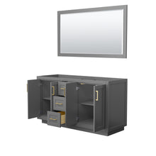 Load image into Gallery viewer, Wyndham Miranda 60 Inch Double Bathroom Vanity in Dark Gray, No Countertop, No Sink, Brushed Gold Trim, 58 Inch Mirror- Wyndham