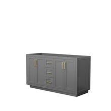 Load image into Gallery viewer, Wyndham Miranda 60 Inch Double Bathroom Vanity in Dark Gray, No Countertop, No Sink, Brushed Gold Trim- Wyndham