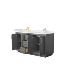 Load image into Gallery viewer, Wyndham Miranda 60 Inch Double Bathroom Vanity in Dark Gray, White Cultured Marble Countertop, Undermount Square Sinks, Brushed Gold Trim- Wyndham