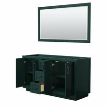 Load image into Gallery viewer, Wyndham Miranda 60 Inch Double Bathroom Vanity in Green, No Countertop, No Sink, Matte Black Trim, 58 Inch Mirror- Wyndham