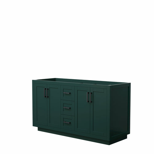 Wyndham Miranda 60 Inch Double Bathroom Vanity in Green, No Countertop, No Sink, Matte Black Trim- Wyndham