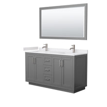 Load image into Gallery viewer, Wyndham Miranda 60 Inch Double Bathroom Vanity in Dark Gray, White Cultured Marble Countertop, Undermount Square Sinks, Brushed Nickel Trim, 58 Inch Mirror- Wyndham