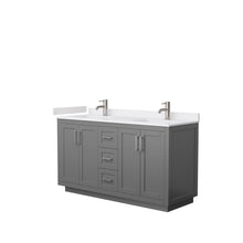 Load image into Gallery viewer, Wyndham Miranda 60 Inch Double Bathroom Vanity in Dark Gray, White Cultured Marble Countertop, Undermount Square Sinks, Brushed Nickel Trim- Wyndham