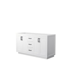 Load image into Gallery viewer, Wyndham Miranda 60 Inch Double Bathroom Vanity in White, No Countertop, No Sink, Matte Black Trim- Wyndham
