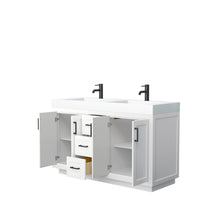 Load image into Gallery viewer, Wyndham Miranda 60 Inch Double Bathroom Vanity in White, 4 Inch Thick Matte White Solid Surface Countertop, Integrated Sinks, Matte Black Trim- Wyndham