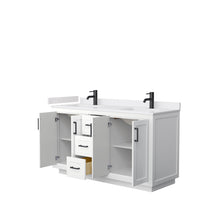 Load image into Gallery viewer, Wyndham Miranda 60 Inch Double Bathroom Vanity in White, White Cultured Marble Countertop, Undermount Square Sinks, Matte Black Trim- Wyndham