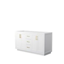 Load image into Gallery viewer, Wyndham Miranda 60 Inch Double Bathroom Vanity in White, No Countertop, No Sink, Brushed Gold Trim- Wyndham