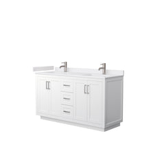 Load image into Gallery viewer, Wyndham Miranda 60 Inch Double Bathroom Vanity in White, White Cultured Marble Countertop, Undermount Square Sinks, Brushed Nickel Trim- Wyndham