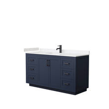Load image into Gallery viewer, Wyndham Miranda 60 Inch Single Bathroom Vanity in Dark Blue, Light-Vein Carrara Cultured Marble Countertop, Undermount Square Sink, Matte Black Trim- Wyndham