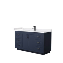 Load image into Gallery viewer, Wyndham Miranda 60 Inch Single Bathroom Vanity in Dark Blue, White Cultured Marble Countertop, Undermount Square Sink, Matte Black Trim- Wyndham