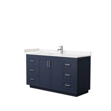 Load image into Gallery viewer, Wyndham Miranda 60 Inch Single Bathroom Vanity in Dark Blue, Light-Vein Carrara Cultured Marble Countertop, Undermount Square Sink, Brushed Nickel Trim- Wyndham