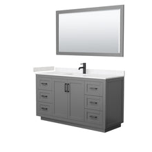 Load image into Gallery viewer, Wyndham Miranda 60 Inch Single Bathroom Vanity in Dark Gray, Light-Vein Carrara Cultured Marble Countertop, Undermount Square Sink, Matte Black Trim, 58 Inch Mirror- Wyndham