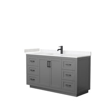 Load image into Gallery viewer, Wyndham Miranda 60 Inch Single Bathroom Vanity in Dark Gray, Light-Vein Carrara Cultured Marble Countertop, Undermount Square Sink, Matte Black Trim- Wyndham
