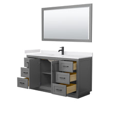Load image into Gallery viewer, Wyndham Miranda 60 Inch Single Bathroom Vanity in Dark Gray, White Cultured Marble Countertop, Undermount Square Sink, Matte Black Trim, 58 Inch Mirror- Wyndham