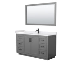 Load image into Gallery viewer, Wyndham Miranda 60 Inch Single Bathroom Vanity in Dark Gray, White Cultured Marble Countertop, Undermount Square Sink, Matte Black Trim, 58 Inch Mirror- Wyndham
