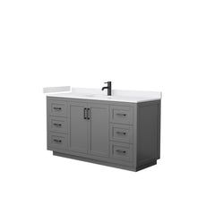 Load image into Gallery viewer, Wyndham Miranda 60 Inch Single Bathroom Vanity in Dark Gray, White Cultured Marble Countertop, Undermount Square Sink, Matte Black Trim- Wyndham