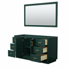 Load image into Gallery viewer, Wyndham Miranda 60 Inch Single Bathroom Vanity in Green, No Countertop, No Sink, Brushed Gold Trim, 58 Inch Mirror- Wyndham