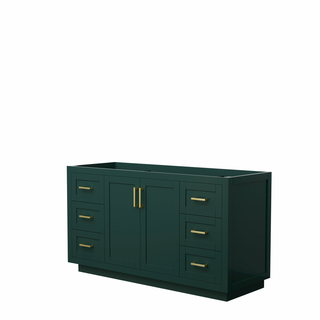 Wyndham Miranda 60 Inch Single Bathroom Vanity in Green, No Countertop, No Sink, Brushed Gold Trim- Wyndham