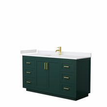 Load image into Gallery viewer, Wyndham Miranda 60 Inch Single Bathroom Vanity in Green, White Cultured Marble Countertop, Undermount Square Sink, Brushed Gold Trim- Wyndham