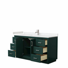 Load image into Gallery viewer, Wyndham Miranda 60 Inch Single Bathroom Vanity in Green, Light-Vein Carrara Cultured Marble Countertop, Undermount Square Sink, Brushed Nickel Trim- Wyndham