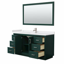 Load image into Gallery viewer, Wyndham Miranda 60 Inch Single Bathroom Vanity in Green, White Cultured Marble Countertop, Undermount Square Sink, Brushed Nickel Trim, 58 Inch Mirror- Wyndham
