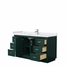 Load image into Gallery viewer, Wyndham Miranda 60 Inch Single Bathroom Vanity in Green, White Cultured Marble Countertop, Undermount Square Sink, Brushed Nickel Trim- Wyndham