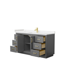 Load image into Gallery viewer, Wyndham Miranda 60 Inch Single Bathroom Vanity in Dark Gray, Light-Vein Carrara Cultured Marble Countertop, Undermount Square Sink, Brushed Gold Trim- Wyndham