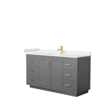 Load image into Gallery viewer, Wyndham Miranda 60 Inch Single Bathroom Vanity in Dark Gray, Light-Vein Carrara Cultured Marble Countertop, Undermount Square Sink, Brushed Gold Trim- Wyndham