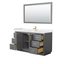 Load image into Gallery viewer, Wyndham Miranda 60 Inch Single Bathroom Vanity in Dark Gray, White Cultured Marble Countertop, Undermount Square Sink, Brushed Gold Trim, 58 Inch Mirror- Wyndham