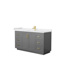 Load image into Gallery viewer, Wyndham Miranda 60 Inch Single Bathroom Vanity in Dark Gray, White Cultured Marble Countertop, Undermount Square Sink, Brushed Gold Trim- Wyndham